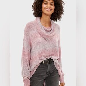 American Eagle Outfitters Ombré Cowl Neck Super Soft Sweater | Pink | Small